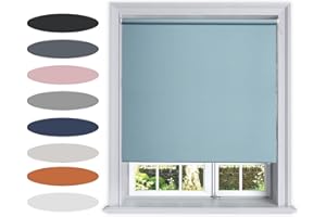 Lister Cartwright Blackout Plain Roller Blinds Windows Blind Easy Fit Child Safety Included (Blue, 120 cm Width x 160 cm Drop)