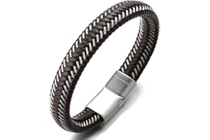 Halukakah Jazz ● Bransoletka męska wykonana ręcznie | prawdziwa skóra czarna i brązowa | zapięcie magnetyczne ze stali nierdzewnej w kolorze czarnym i srebrnym | z drutem stalowym | bezpłatne pudełko