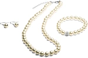 FlexiStore Collana di perle - braccialetto - Orecchini - Set di gioielli - HAO