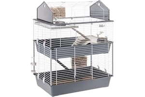Ferplast Klatka dla królika dla małych zwierząt BARN 100 DOUBLE, 3 piętra, szyberdach, akcesoria i naklejki w zestawie