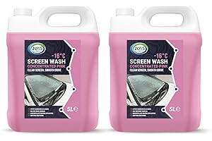 JOVS Pink Car Screenwash 2x 5L – Concentrated Car Windscreen Washer Fluid Works to -16°C – Screen Wash for Cars with Rain Repellent, Prevents Freezing and Clears Dirt for Safer Driving.