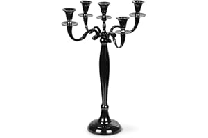 Candelabro Gräfenstayn® portacandele 1, 3 o 5 bracci - varie misure - candelabro color argento, nero, bianco od oro (M, Nero)