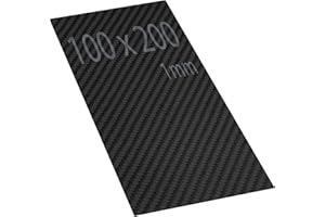 VEIKEN Placa de Fibra de Carbono de 100 x 200 mm. 1mm de espesor. Lámina de Fibra de Carbono 3K Mate. Resistente y gran dureza, para corte con CNC. Plancha de Fibra de Carbon de 100mm x 200mm