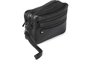 Sotala Herren Handgelenktasche XXL Echtleder Handtasche Geldbörse mit Reißverschluss – Dokumententasche mit Handschlaufe Organizer/Clutch Reise, Business & Freizeit-Tasche für Männer Schwarz
