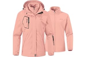 YSENTO Damen 3-in-1 Skijacke Winter FleeceJacke Wasserdichte Winddichte Warme Funktions Outdoor Softshell Jacke mit abnehmbarer Kapuze
