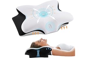 FAIORD Memory Foam Pillow, Ergonomic Neck Pillow, Supportive Pillow, Suitable for Side, Back and Stomach Sleepers, Removable Pillowcases (Black, 54 x 40 cm)