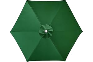 LUSCHEER Replacement Parasol Canopy Waterproof, Parasol Replacement Canopy Cover Patio Umbrella Cloth for Diameter 2m 6 Ribs Large Patio Umbrella Weatherproof UV-Anti, Green