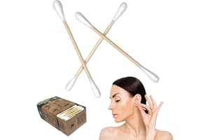 INKALFA Setablu 300 PZ Bastoncini Cotonati di Bambù, Bastoncini in Ovatta di Cotone in Bamboo, Versatili, Ecocompatibili e Compostabili per la Pulizia delle Orecchie