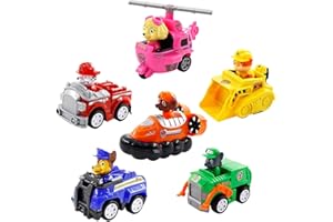 FYDZBSL Dog Patrol Juego de Vehículos, 6PCS Dog Patrol Coches de Juguetes Mini Coche Patrulla Canina Coche con Tracción Hacia Atrás Vehículo con Figura Coleccionable Regalo de Festival Ideal para Niños