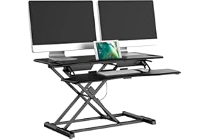 bonVIVO Höhenverstellbarer Schreibtisch-Aufsatz 95 x 40 - Sit-Stand-Erhöhung Macht Jede Workstation zum Standing Desk - Belastbar bis 15 kg Gadgets - Schwarz