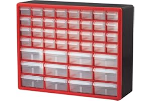 Akro-Mils 10144 D Aufbewahrungskasten für Werkzeug und Bastelzubehör, 50,8 x 40,6 x 16,5 cm, Schwarz, 10144REDBLK