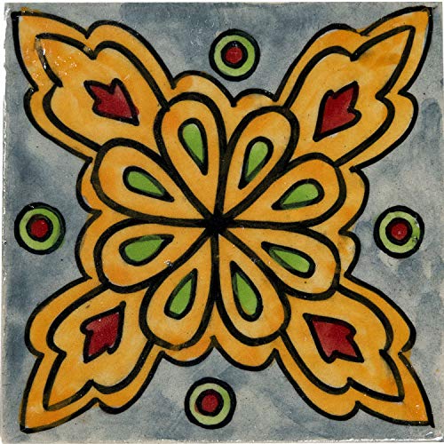 Preisvergleich Produktbild Marokkanische Fliesen Wandfliesen 10cm Groß handbemalt / Orientalische Handgemachte Fliese aus Keramik / Dekofliesen für die Wand im Badezimmer Küche oder als Untersetzer für Gläser - 8