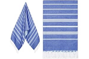 Eucomir Toalla Playa Grande Algodon 80 x 190CM Originales - Fouta Beach Towel con Flecos,Toalla Seca Rápida, Sin Arena, para Playa, Natación,Viaje,Azul Real