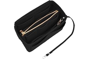 JTMKYO 1 Piece Portable Felt Bag, Handbag Storage Insert, Detachable Storage Bag, Large Capacity Cosmetic Bag, Felt Liner Bag, for Cosmetics, Perfume (Black)