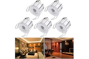 ‎INHDBOX INHDBOX Mini LED Einbaustrahler Set, 5X 1W Warmweiß LED Deckeneinbaustrahler Schwenkbar COB Deckenspots Aluminium LED Deckenspots für Weinschrank Schrank Küche Wohnzimmer