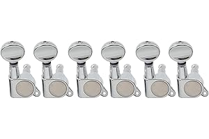 Musiclily 6 en ligne Mécaniques Guitare Scellées pour Fender Stratocaster Telecaster Guitare électriques, Chrome Ovale Boutons