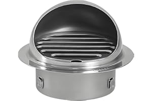 GEFONG Griglia di Ventilazione Rotonda a Lamelle 4 Pollici 100 mm con Rete Anti-insetto Per Asciugatrice Sfiato del Bagno Aeratore a Soffitto Ventilatori Estrattori Acciaio Inox Argento 1 Pezzo