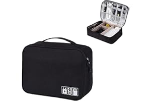 LTLSZRN Cable Bag, Cable Organiser Bag, Cable Organiser Travel, Travel Electronics Bag, Charging Cable Organiser, Travel Organiser, Charging Cable Bag, Electronics Accessories Organiser, black, Cable