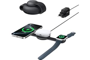 Anker MagGo 3-in-1 Kabellose Ladestation (mit EU/US/UK Stecker), MagSafe-Kompatibles Qi2-Zertifiziertes 15W Ladegerät, Faltbares Reise-Ladepad für iPhone 17/16, AirPods, Apple Watch (Keine Powerbank)