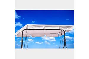 VWACBOAW Hollywood Swing Roof Cover, Replacement Roof Hollywood Swing 210 x 145 cm, Waterproof, Windproof, Tear-Resistant, Polyester Cloth, Anti-UV, Dustproof (250 x 190 cm, White)