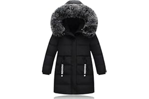 Tilozs Kinder Winterjacke Mädchen Wintermantel Länge Steppjacke Trenchcoat Winter Jacke Warmer Parka Mantel mit Fellkapuze Outdoor