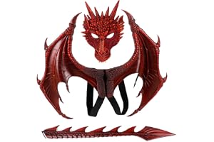 Proumhang Set de Masque de Queue d'ailes de Dragon pour Enfants Carnaval d'halloween Cosplay Déguisement Costume