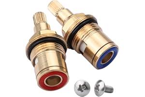 MOTTDAM Keramik-Wasserhahnkartusche, 1/4-Drehung, 20er-Verzahnung, Wasserhahn-Ventil, Ersatz für Dusch-, Badewannenarmaturen mit Unterlegscheiben, Wasserhahnverschraubungen, Dichtungen, Reparaturset, 2 Stück