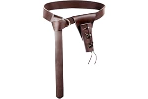 CYNOSURETECH 1 Knight Belt with Sheath, Medieval Belt, Brown, Size 190*4cm, Men's Accessory