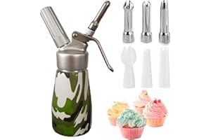 Comforty Cream Dispenser 250 ml, Stainless Steel Cream Syphon with 3 Decorative Nozzles and 1 Cleaning Brush, Stainless Steel Cream Dispenser for Creams and Sauces