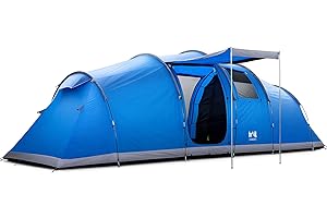 TRAIL OUTDOOR LEISURE Trail Ashbury 6 Man 2 Room Tent, Family Festival Camping Tunnel Tent, 5000mm Waterproof Rating, Dark Zone Bedrooms, Living Area with Standing Height and Awning, Carry Bag (700cm x 240cm x 210/185cm)