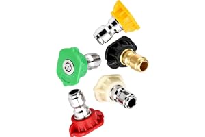 Högtryckstvättmunstycke Set, 5 Delar, Mässing/Rostfritt Stål, 0-60 Grader, 4000 Psi, Flerfärgad, Snabbkoppling, 3,5x2,5x3,5 c