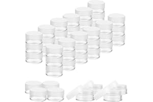 WOPPLXY 100 Pièces Mini Pots Cosmétiques de Transparent, 5ml Cannette Vide avec Bouchon à Vis, Petit Pot en Plastique pour le Maquillage, les Crèmes, les Lotions