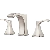 Pfister Venturi Banyo Lavabo Bataryası, 20 cm Yaygın, 2 Saplı, 3 Delikli, Spot Savunma Fır&ccedil;alanmış Nikel Kaplama, LF049VNGS