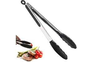 MUALADY Silicone Kitchen Tongs, 34cm/12 Inch Cooking Tongs with Non-Stick Silicone Tip, Non-Slip Food Tongs with Locking Clip, Heat Resistant Silicone Tongs for Air Fryer, Salad, BBQ, Oven, Cooking