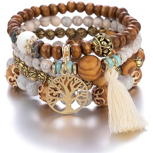 Long Boho Necklaces For Women Stacking Leather Cord Wooden Disc Pend