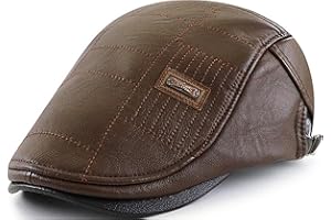 JFAN Męska czapka ze skóry PU płaska czapka gazeciarz czapki kaczy dziób Scally Beret czapka regulowana czapka taksówkarza