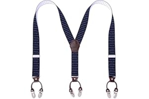 KANGDAI Bretelles Homme Larges 6 clips Brace Men Y Retour Suspensions ajustables élastiques et durables Clips en métal fort
