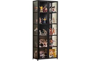 JSLJJBD Vitrina De Acrílico Vitrina Expositora para Colecciones Estanteria con Puertas Muebles De Salon Diseño De Puerta Doble, Transparente En Tres Lados, Gran Capacidad De Carga 62x33x161cm Black