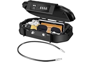 BRILLIRARE Waterproof Lock Box, Portable 4-Digit Combination Safe Boxes with Removable Cable, Anti-Theft Small Security Lockbox, Resettable Code Cash Case, Outdoor Key Hider for Travel, Gym, Hotel, Dorm, Beach