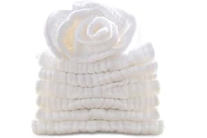BWinka 10-Pack Pure Cotton Muslin Square,12"x12" Baby Washcloths Extra Soft for Sensitive Skin