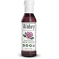 Wabry Organic Rose Syrup – 16.4oz (468g), Natural Coffee Syrup, Perfect for Lattes, Tea, Shaved Ice and Soda, Vegan Friendly, Non-GMO, Dye-Free Snow Cone Syrup – BPA-Free Plastic Bottle