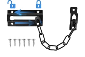 Amaxiu Door Security Chain Lock, Heavy Duty Latch Chain Door Lock Anti-Theft Internal Front Lock Sturdy Guard Thickened Chain Lock Child Proof Slide Restrictor for Home Hotel Apartment Bedroom(Black)