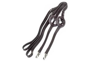 WINDSOR EQUESTRIAN Windsor Leather Side Reins With Rubber Ring Insert - One Size - Adjustable Horse Training Reins (Brown)
