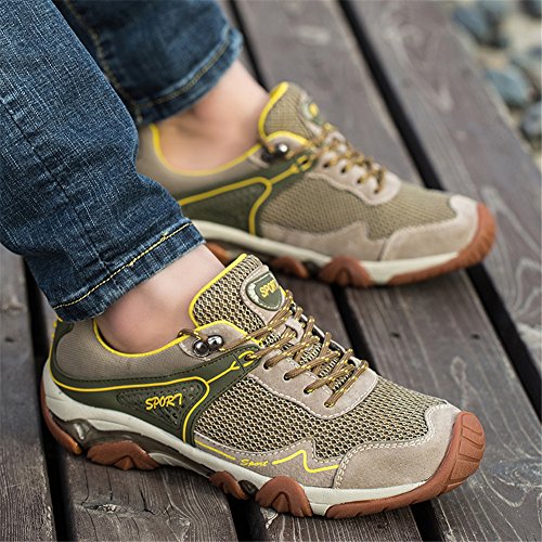 UBFen Herren Sportschuhe Trekking Wanderhalbschuhe Sneakers Outdoorschuhe Wanderschuhe Turnschuhe Casual Schuhe Atmungsaktives Mesh Braun Blau - 4