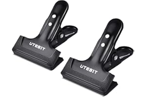 UTEBIT 2Pcs Pince à Ressort en Métal pour Fond Studio Photo, Spring Clamps Heavy Duty Photography Background Clips with Protective Rubber pour Fixtion Photographie Toile de Fond