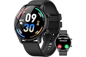 VAMOUT Smartwatch Uomo Donna, 1.39" Orologio Smartwatch con Effettua/Risposta Chiamate, Fitness Tracker con 120+ Sportive, Contapassi/SpO2/Cardiofrequenzimetro, IP68 Smart Watch per Android iOS Nero Lucido