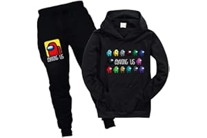 Baonmy Among Us Juego Sudadera con Capucha para niños con Dibujos Animados Pijamas para niños, Sudadera de Manga Larga y Pantalones
