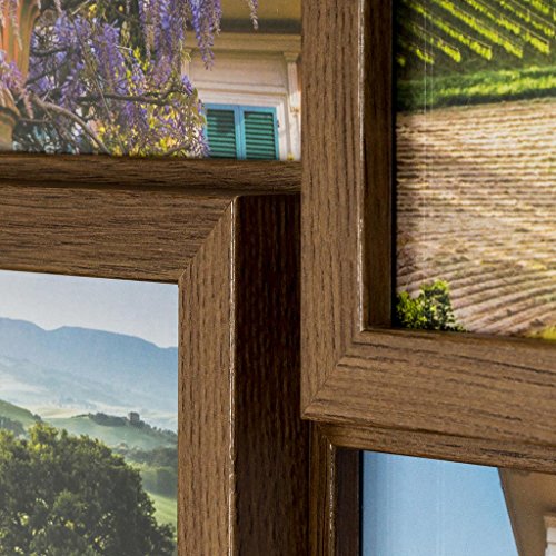 levandeo Holz Bilderrahmen Farbe: Nussbaum braun hochwertig verarbeitet für 12 Fotos 10x15cm mit Glasscheiben – Querformat und Hochformat Fotogalerie Collage Fotocollage Bildergalerie Fotorahmen - 4