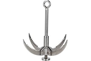 Latinaric - Gancio in acciaio INOX con 4 artigli pieghevoli, per campeggio, escursionismo, sopravvivenza, roccia, montagna, arrampicata, carico 350 kg