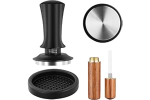 Vusddy Tamper 51 mm con regolazione della pressione, set di tamper per caffè con tappetino e strumento WDT, accessorio per barista da 51 mm, manico in alluminio, base in acciaio inox 304